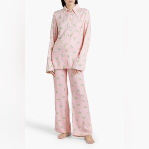 $495 SLEEPER Blossom Printed Pajama Set in Pink Size XS